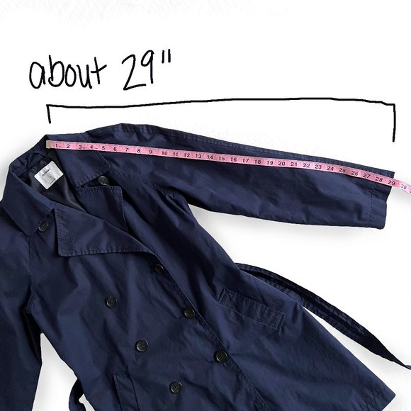 Old Navy, xs belted double breasted trench coat, navy blue - Picture 8 of 14